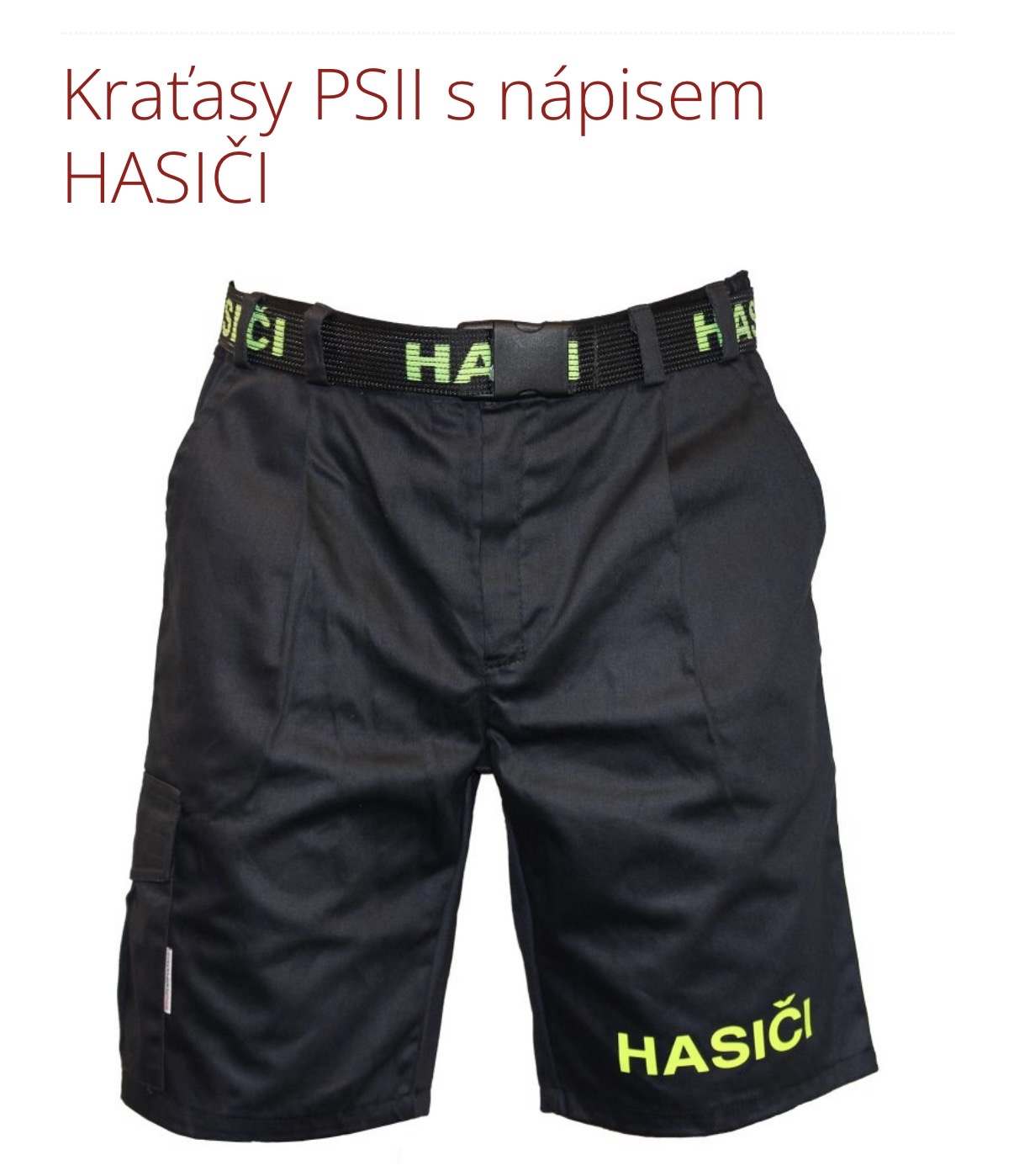Kraťasy PSII s nápisem HASIČI